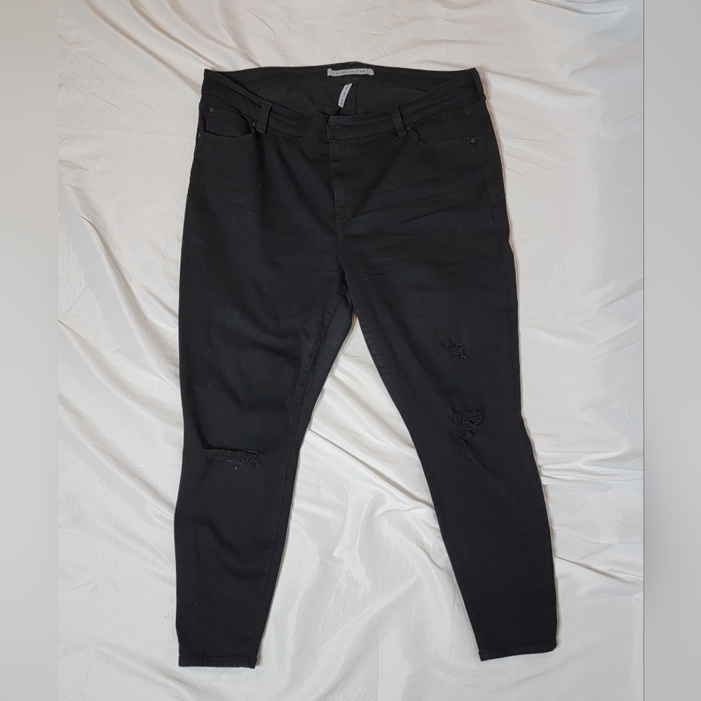 Celebrity Pink Womens Solid Black Mid Rise Ankle Skinny Jeans Size 20 Distressed